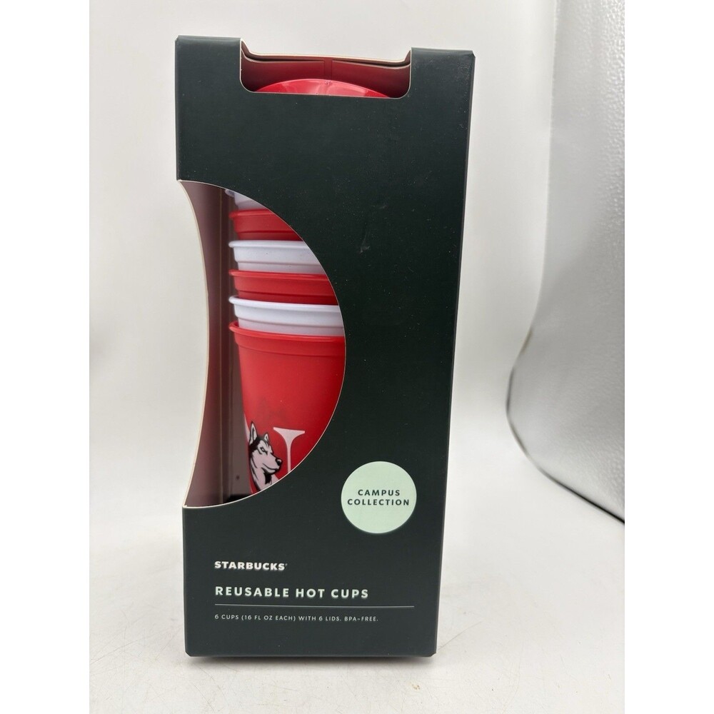 Starbucks Nebraska Huskers Reusable Hot Cups 16oz Set of 6 Campus